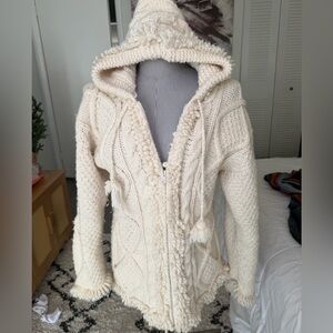 Cozy Cream Knit Hooded Cardigan
